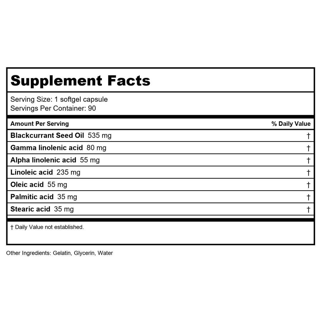Cardiovascular Research Black Currant Seed Oil 90 Softgels - 3 Pack - Supplement Facts panel