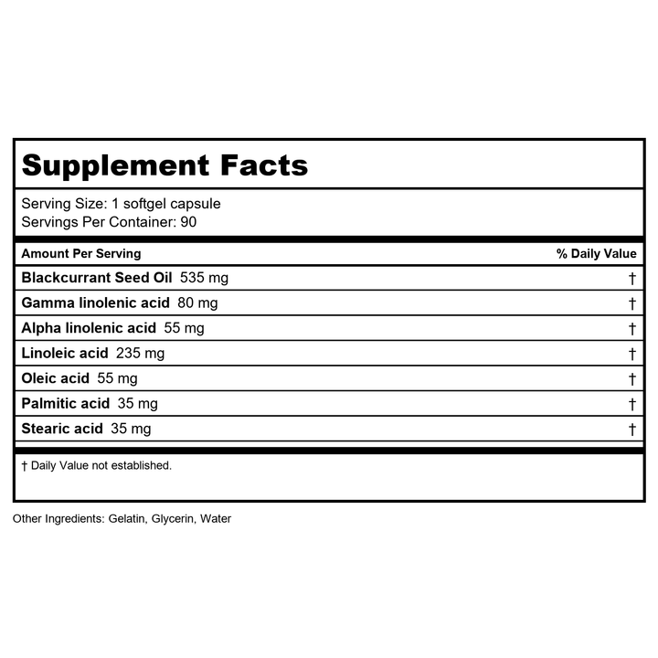 Cardiovascular Research Black Currant Seed Oil 90 Softgels - 3 Pack - Supplement Facts panel
