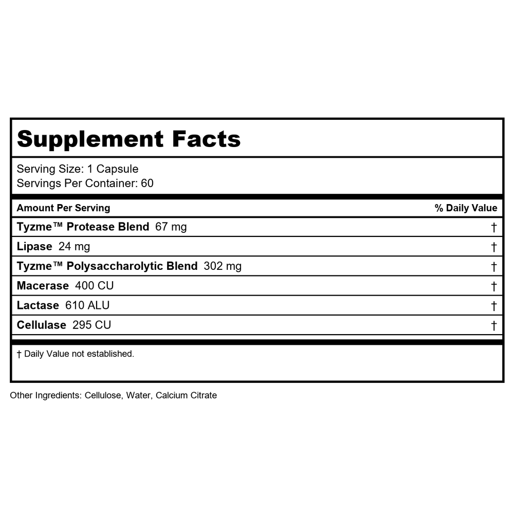 Transformation Enzymes Digest 120 Capsules - B005QS07OU - Supplement Facts panel