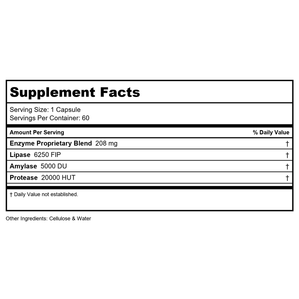 Transformation Enzymes LypoZyme 60 Capsules - Supplement Facts panel