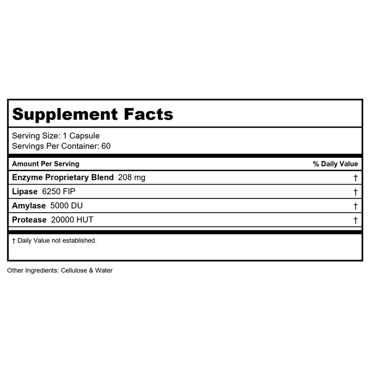 Transformation Enzymes LypoZyme 60 Capsules - Supplement Facts panel