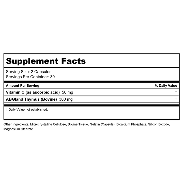 Ecological Formulas T Cell Formula 60 Capsules - Supplement Facts panel