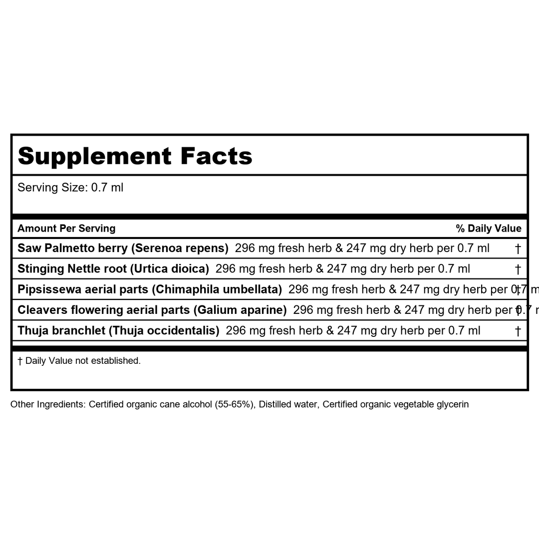Herb Pharm Prostate Health 4oz - Supplement Facts panel