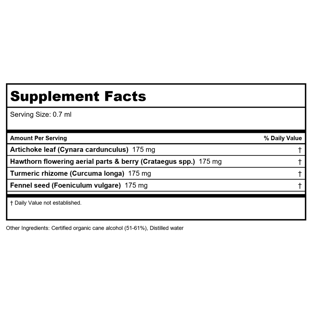 Herb Pharm Cholesterol Health 4oz - B0016A2AWO - Supplement Facts panel