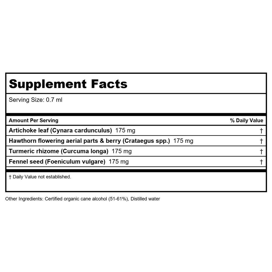 Herb Pharm Cholesterol Health 4oz - B0016A2AWO - Supplement Facts panel
