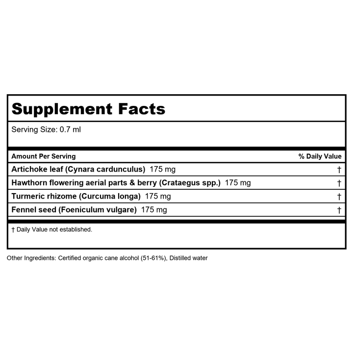 Herb Pharm Cholesterol Health 4oz - B0016A2AWO - Supplement Facts panel