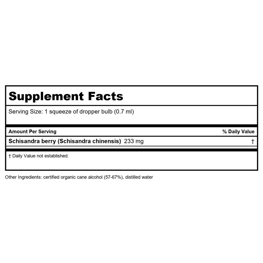 Herb Pharm Schisandra 4oz - Supplement Facts panel