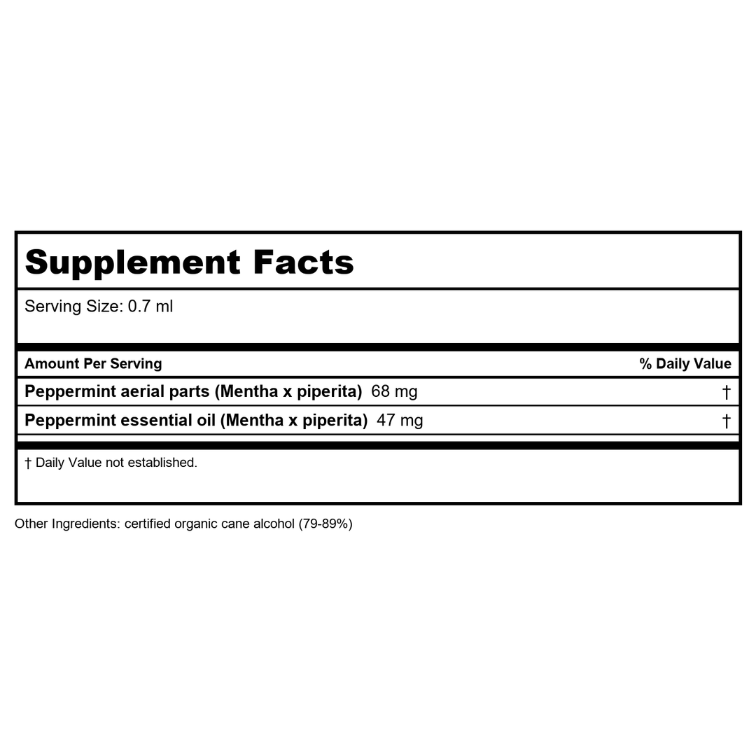 Herb Pharm Peppermint Spirits 4oz - Supplement Facts panel