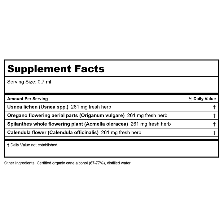 Herb Pharm Fungus Fighter (Formerly Fung Freedom) 1oz - Supplement Facts panel