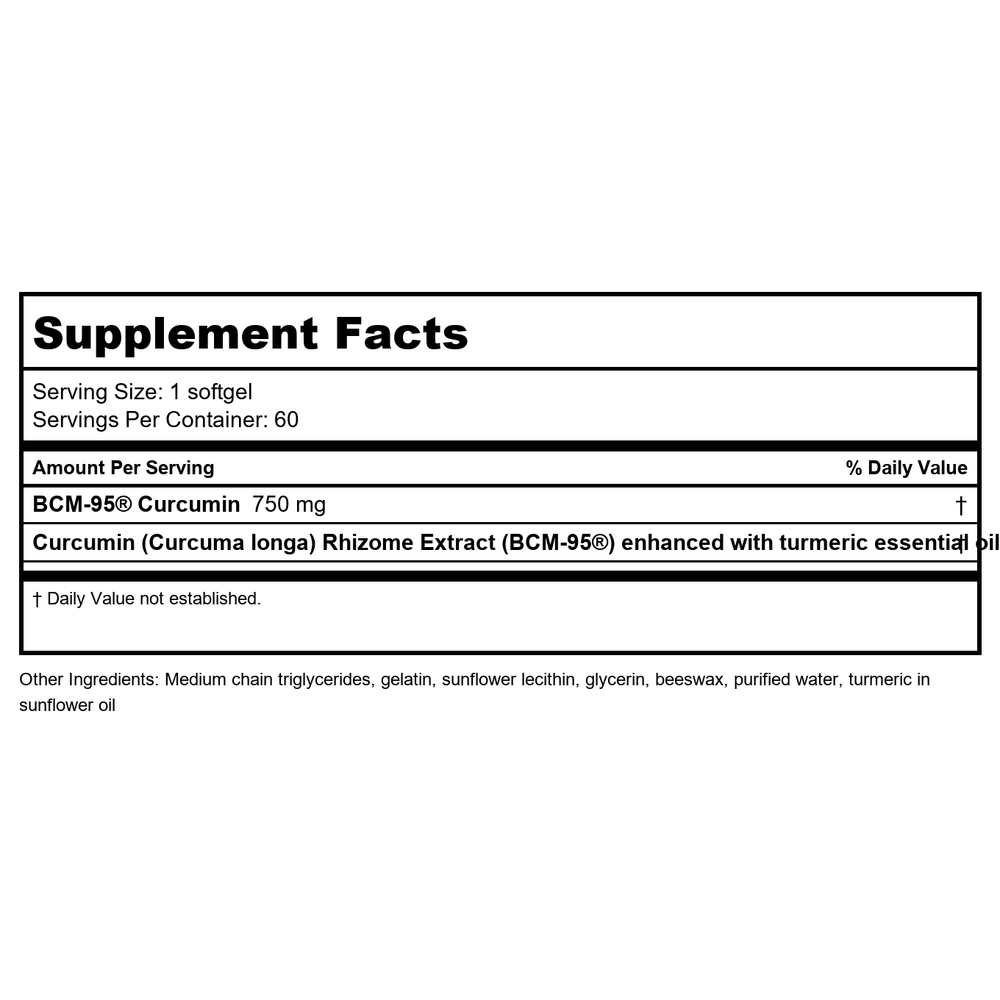 EuroMedica CuraPro 750mg 60 Softgels - Supplement Facts panel