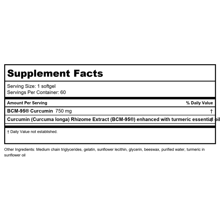 EuroMedica CuraPro 750mg 60 Softgels - Supplement Facts panel