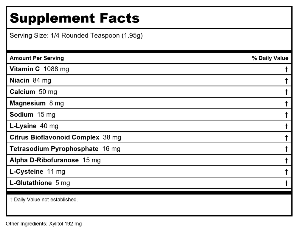 Metagenics Ultra Potent-C Orange 90 Chewables - 2 Pack - Supplement Facts panel