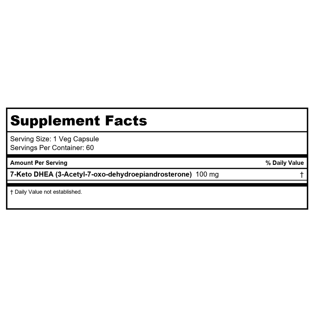 Now Foods 7-Keto 100mg 60 Vcaps - 3013 - 2 Pack - Supplement Facts panel