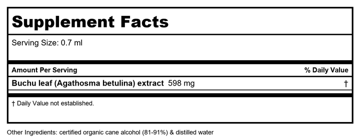 Herb Pharm Buchu 1oz - Supplement Facts panel