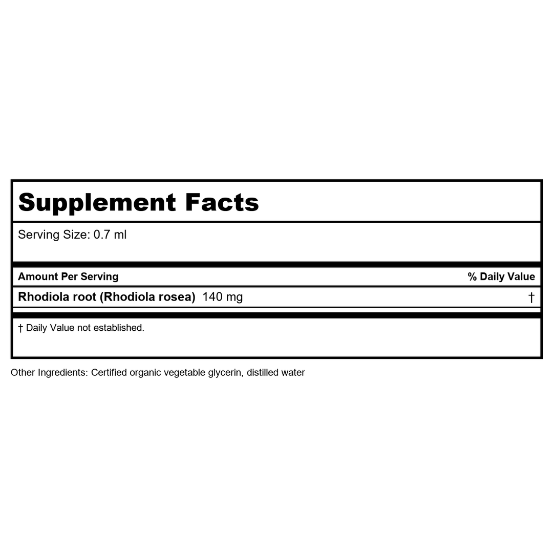 Herb Pharm Rhodiola Alcohol Free 1oz - Supplement Facts panel