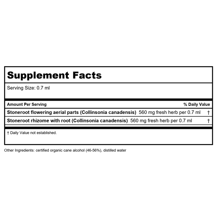Herb Pharm Stoneroot Blend 4oz - Supplement Facts panel