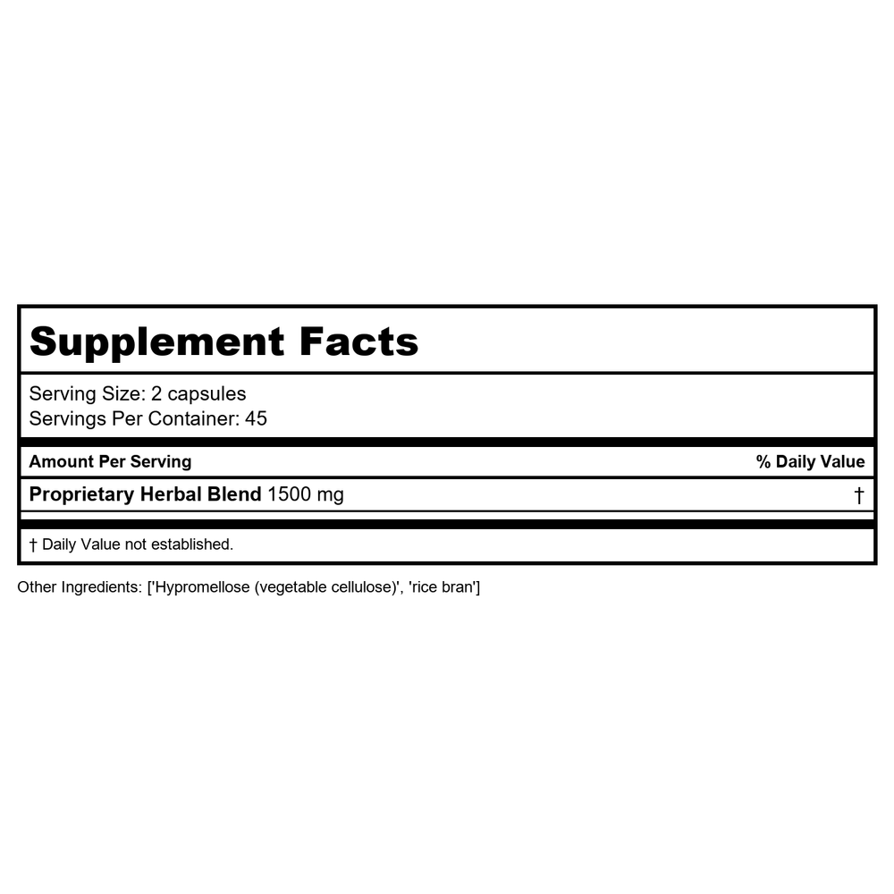 Health Concerns Virility Tabs 90 Tablets - Supplement Facts panel
