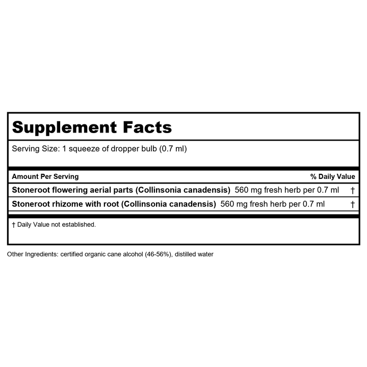 Herb Pharm Stoneroot Blend 1oz - Supplement Facts panel