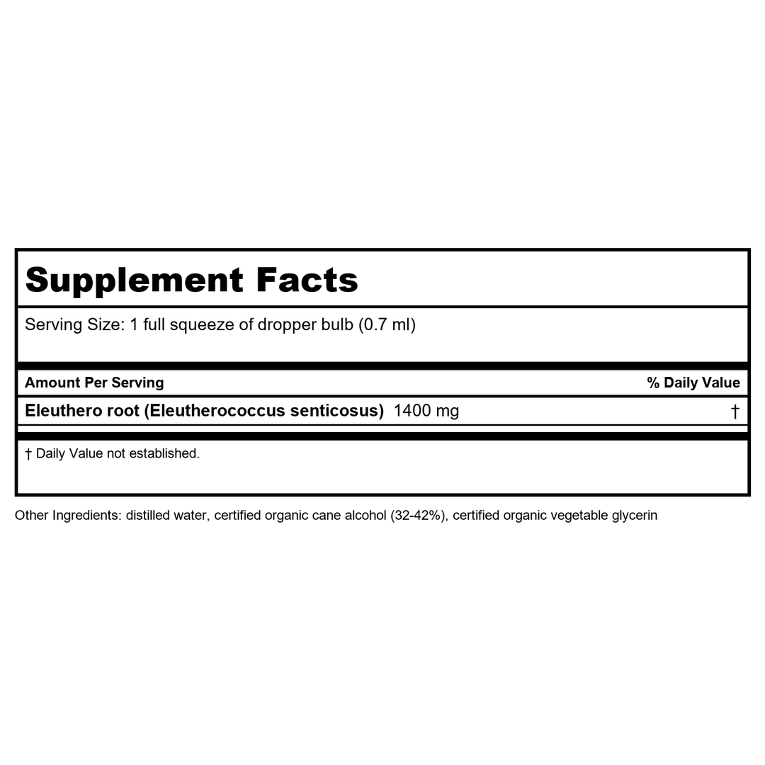 Herb Pharm Eleuthero 1oz - Supplement Facts panel