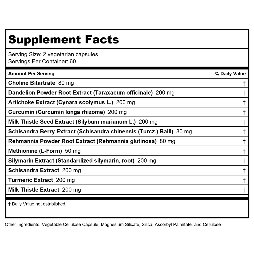 Vital Nutrients Liver Support 120 Vcaps - Supplement Facts panel