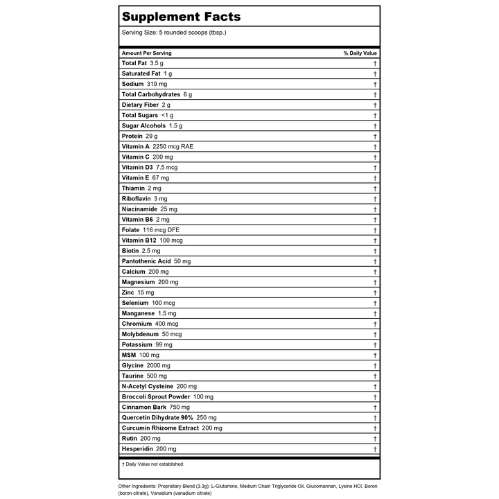 Vital Nutrients Vital Clear 942 Grams - Supplement Facts panel