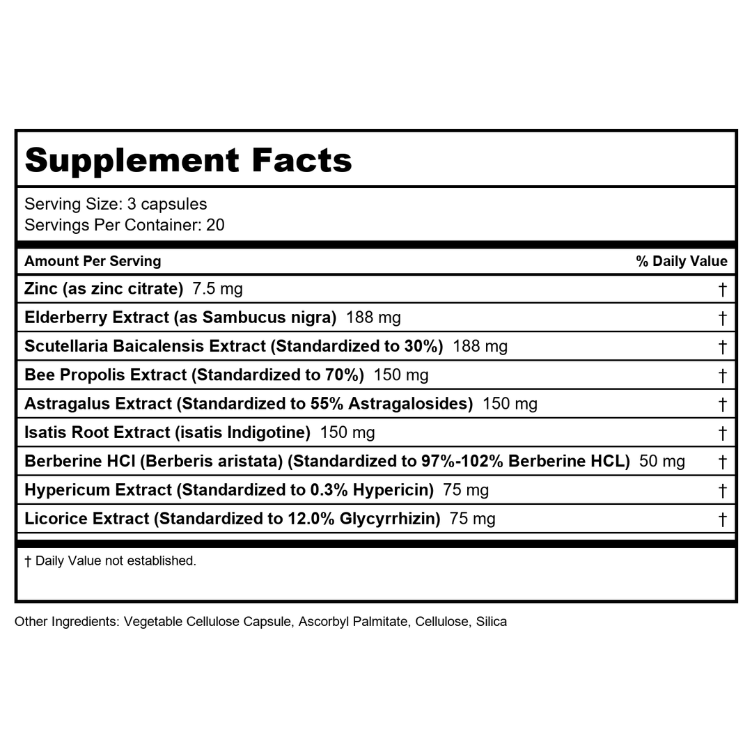 Vital Nutrients ViraCon 60 Vcaps - Supplement Facts panel
