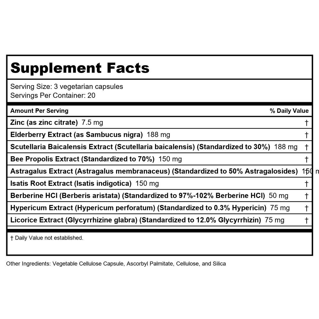 Vital Nutrients ViraCon 120 Vcaps - Supplement Facts panel