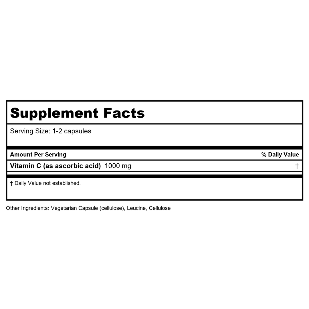 Vital Nutrients Vitamin C With Bioflavonoids 220 Capsules - Supplement Facts panel