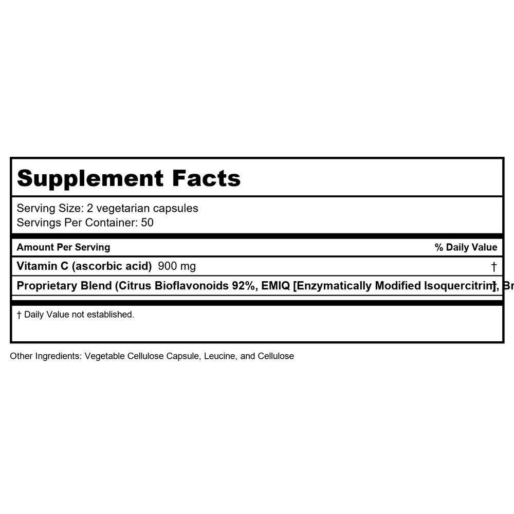 Vital Nutrients Aller-C 100 Vcaps - Supplement Facts panel