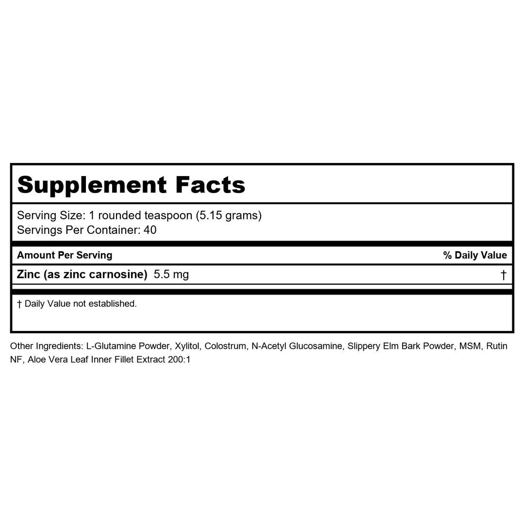 Vital Nutrients GI Repair Powder 168 or 208 Grams? - Supplement Facts panel