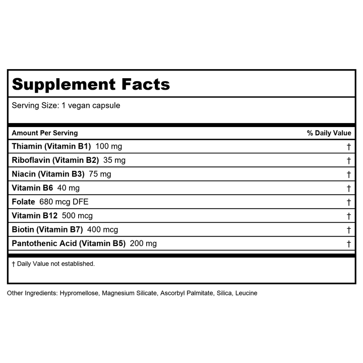 Vital Nutrients B-Complex 120 Vcaps - Supplement Facts panel