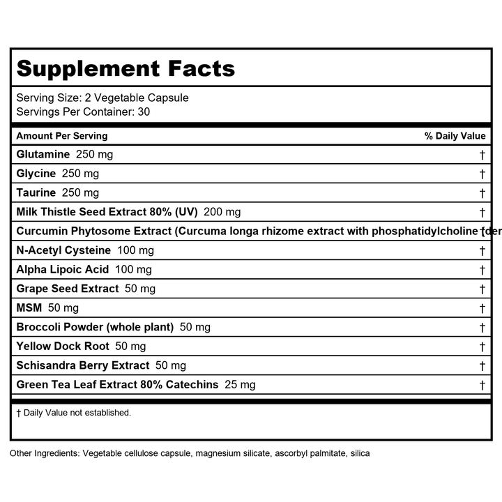 Vital Nutrients Detox Formula 60 Vcaps - Supplement Facts panel