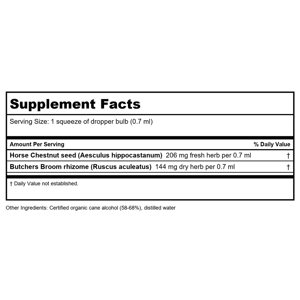 Herb Pharm Vein Health 4oz - Supplement Facts panel