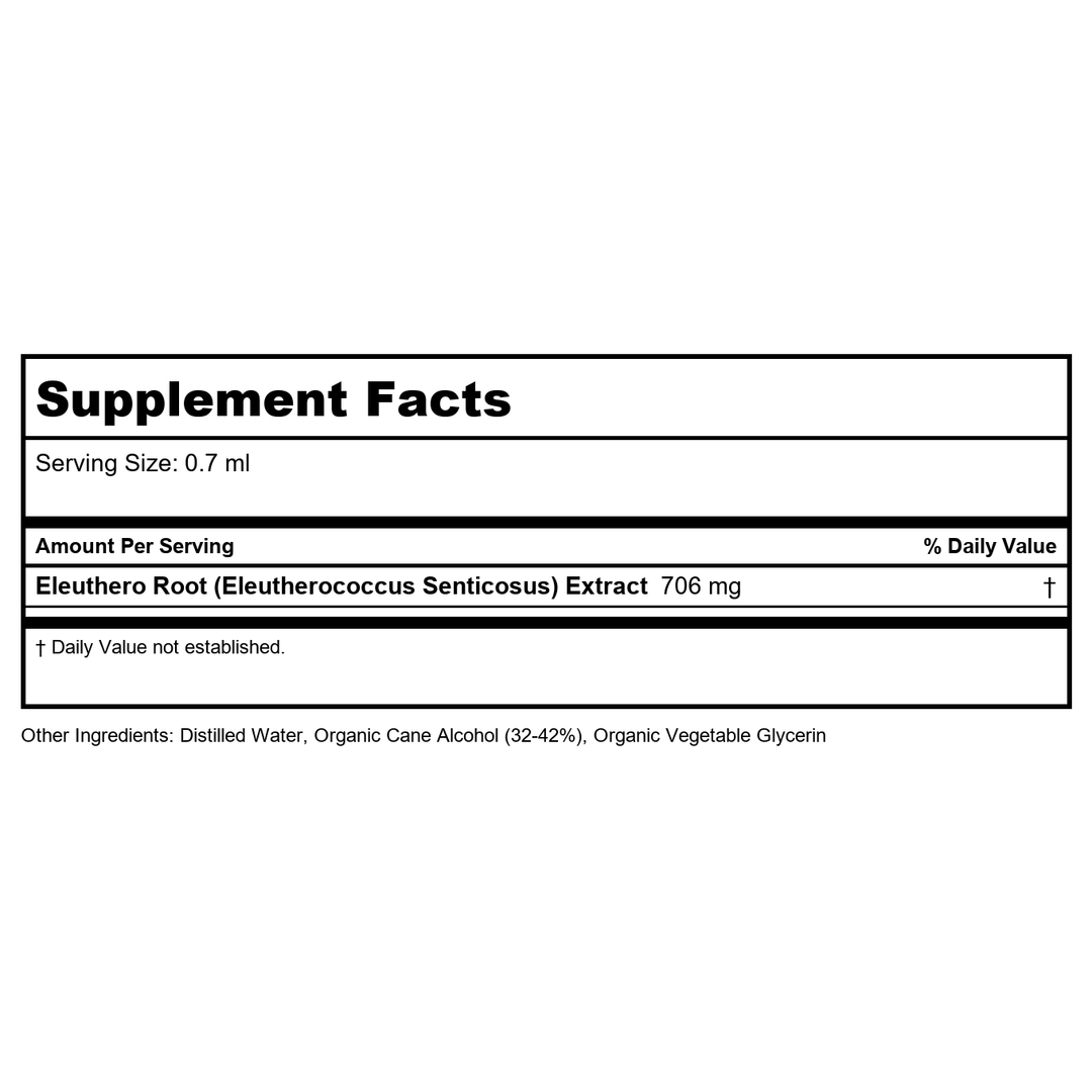 Herb Pharm Eleuthero Alcohol Free 4oz - Supplement Facts panel