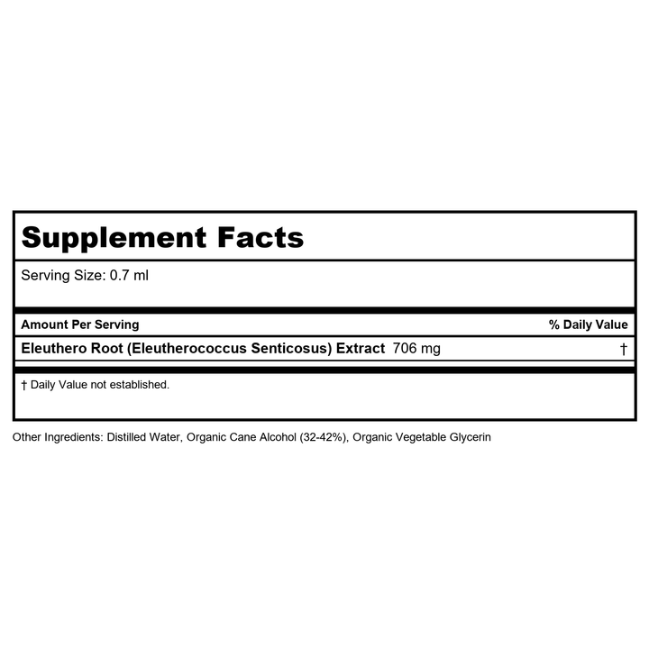Herb Pharm Eleuthero Alcohol Free 4oz - Supplement Facts panel