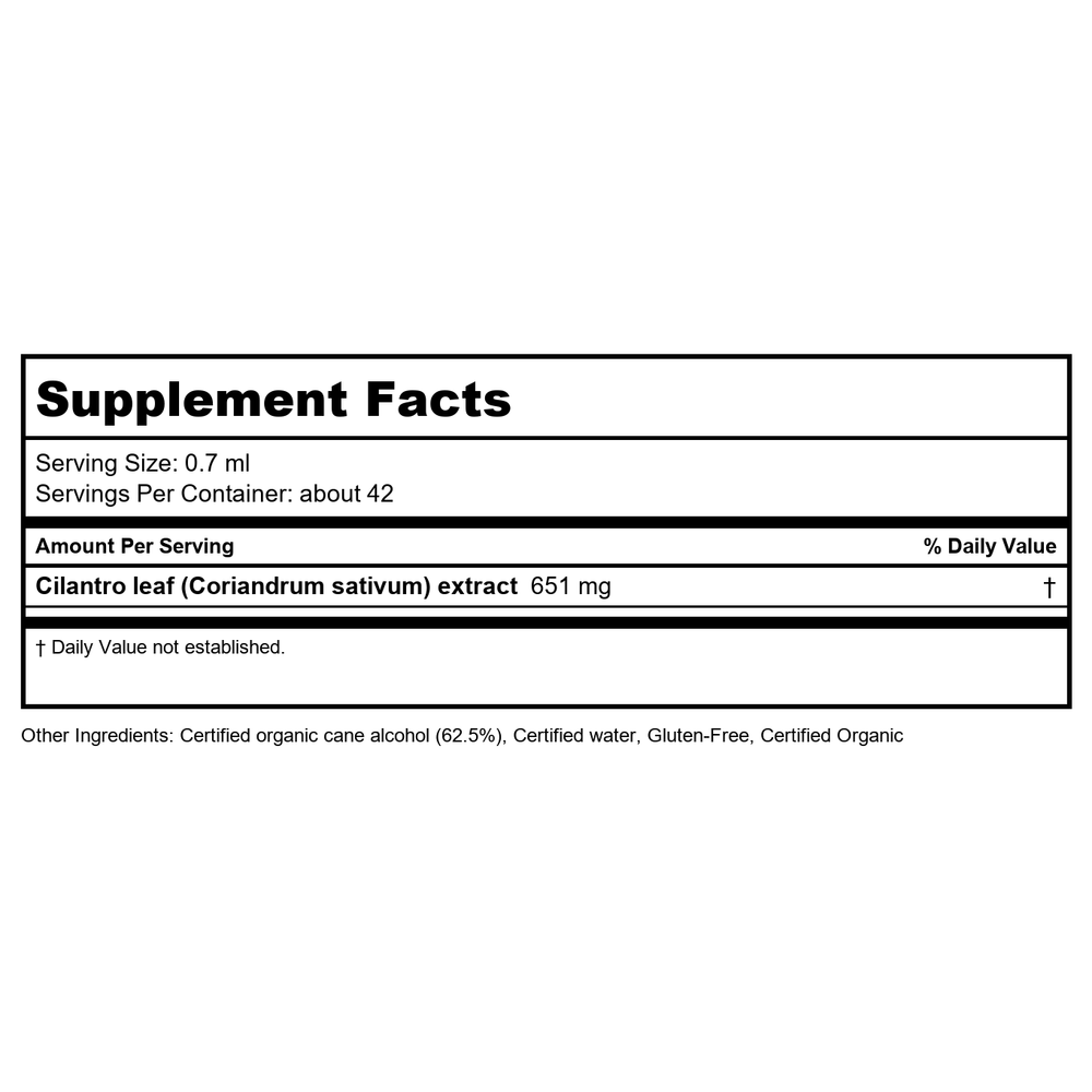 Herb Pharm Cilantro 1oz - Supplement Facts panel