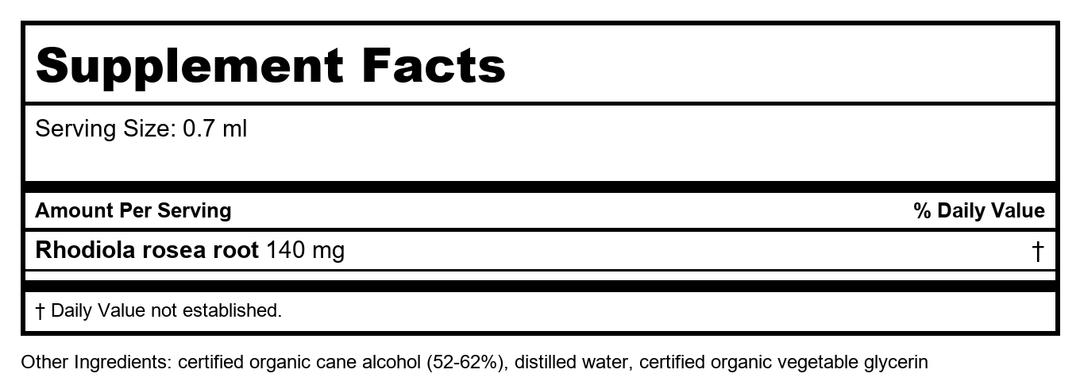 Herb Pharm Rhodiola 4oz - Supplement Facts panel