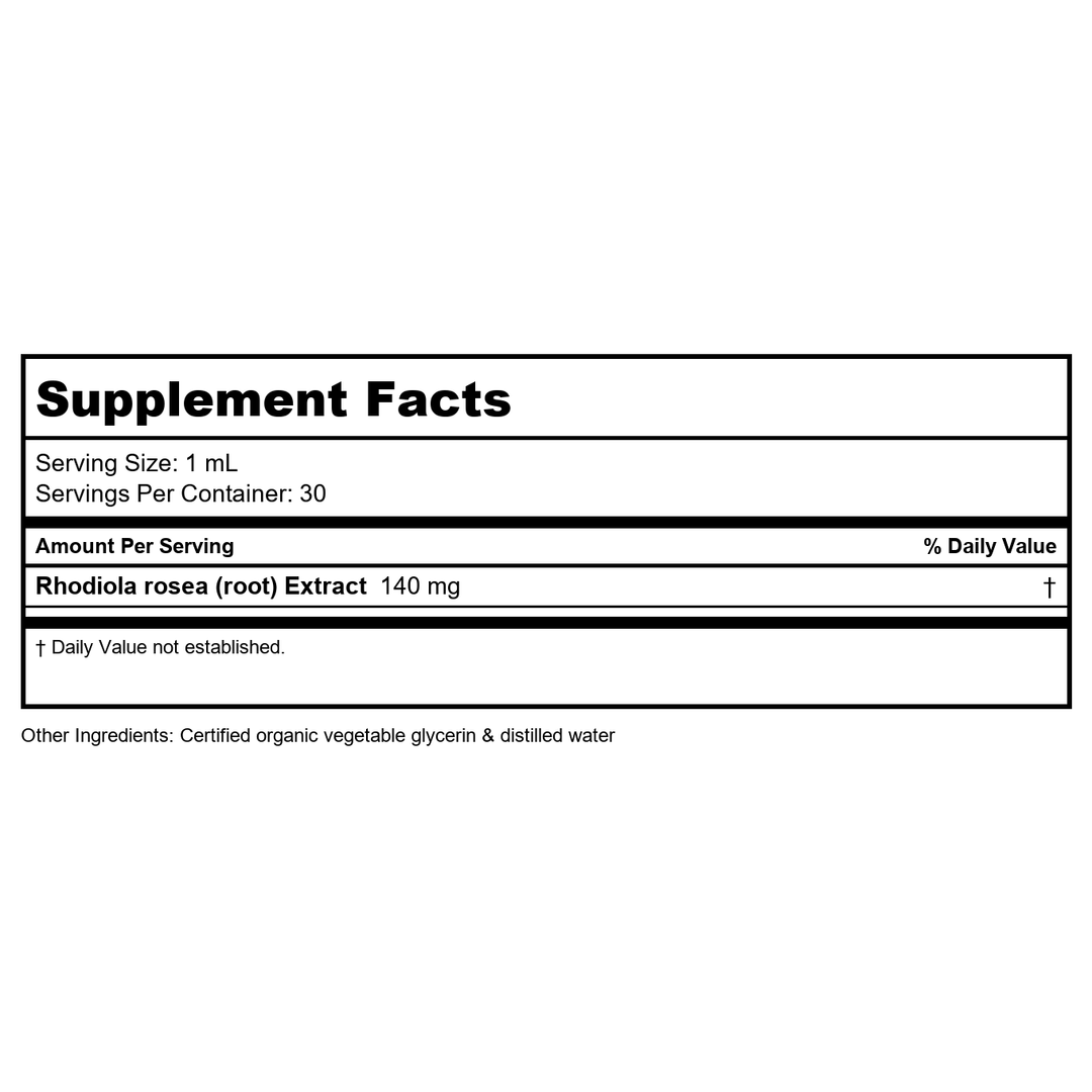 Herb Pharm Rhodiola 1oz - Supplement Facts panel