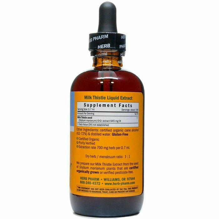 Herb Pharm Milk Thistle 4oz - Supplement Facts panel
