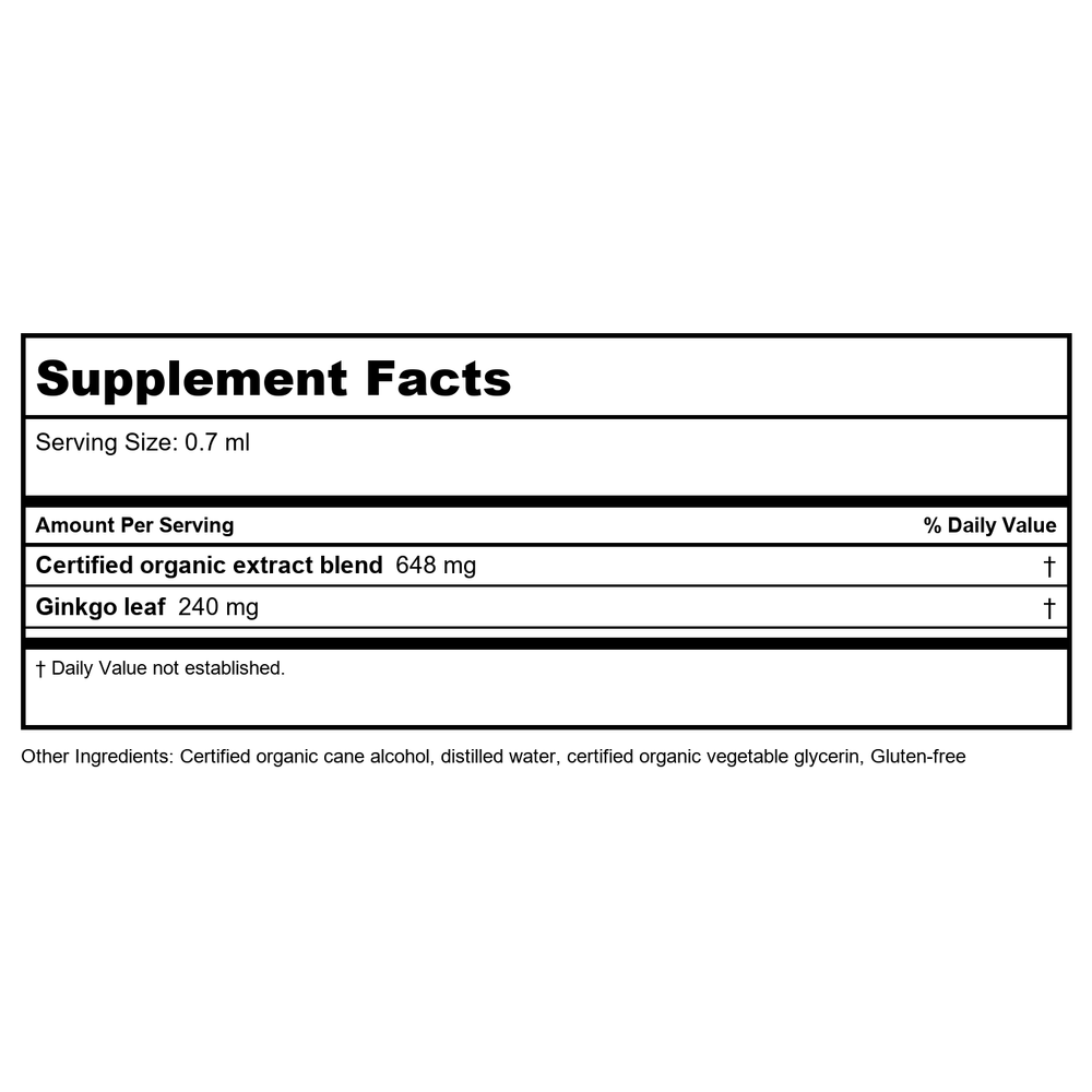Herb Pharm Brain And Memory 1oz - Supplement Facts panel