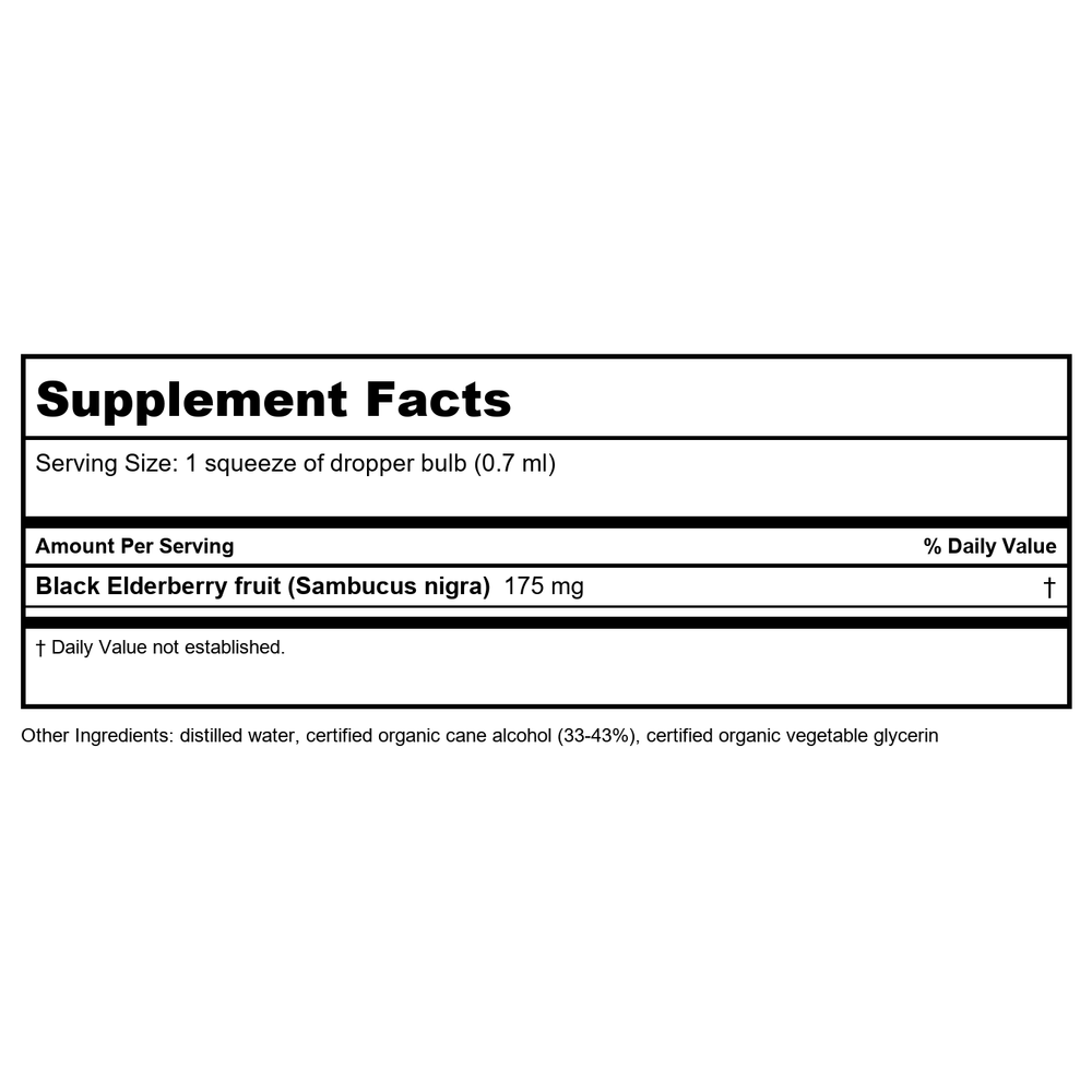 Herb Pharm Black Elderberry 1oz - Supplement Facts panel