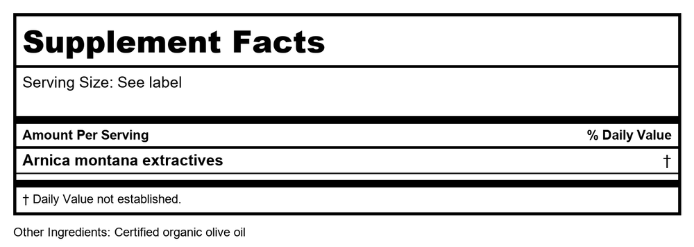 Herb Pharm Arnica Oil 4oz - Supplement Facts panel