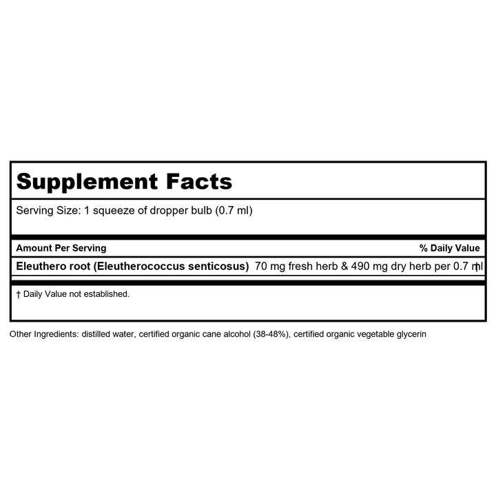 Herb Pharm Adrenal Support 4oz - Supplement Facts panel