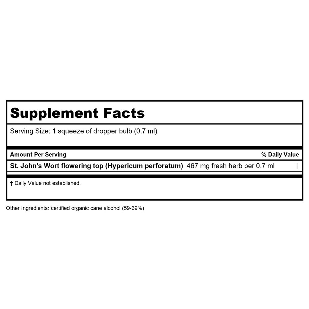 Herb Pharm St. John's Wort Oil 4oz - Supplement Facts panel