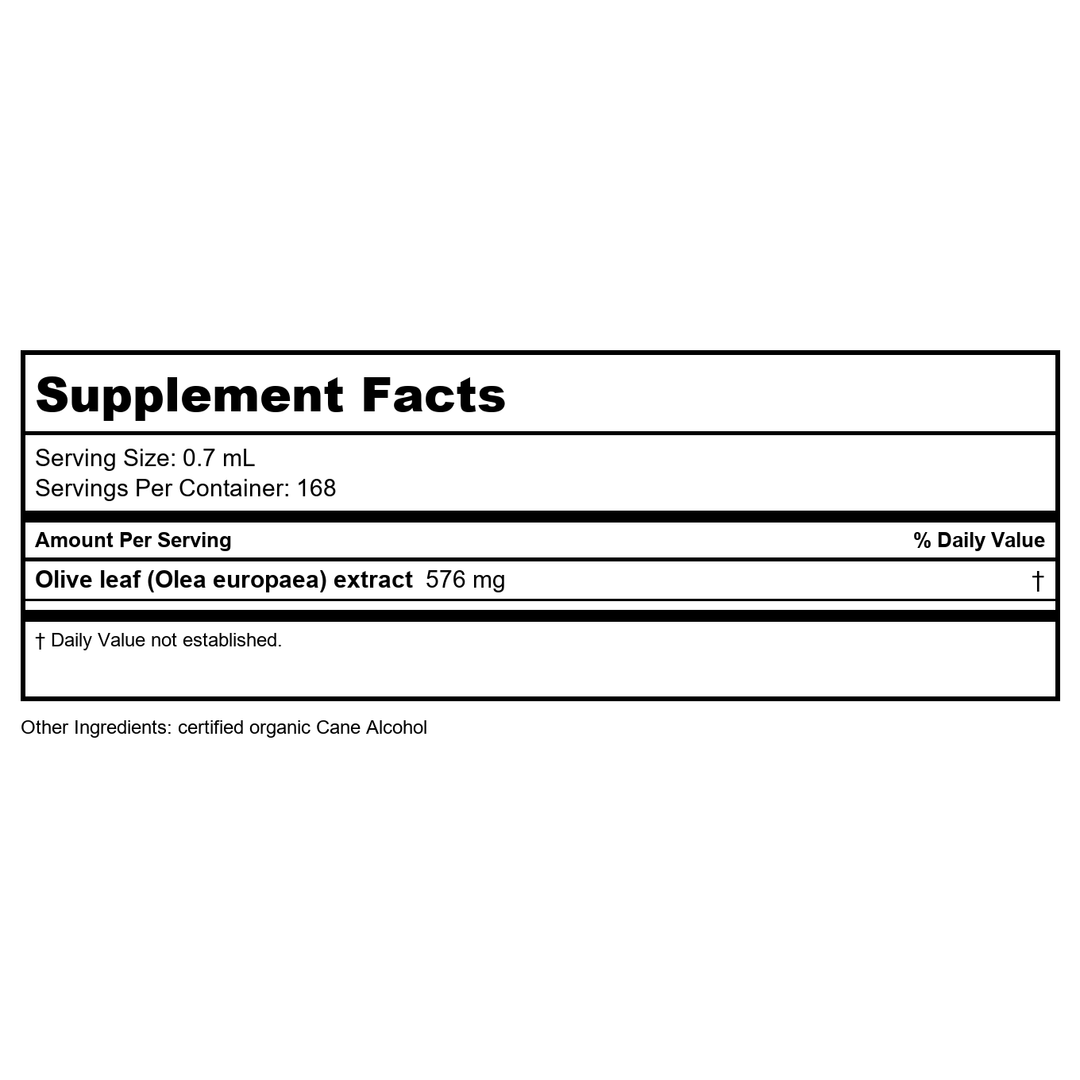 Herb Pharm Olive 1oz - Supplement Facts panel