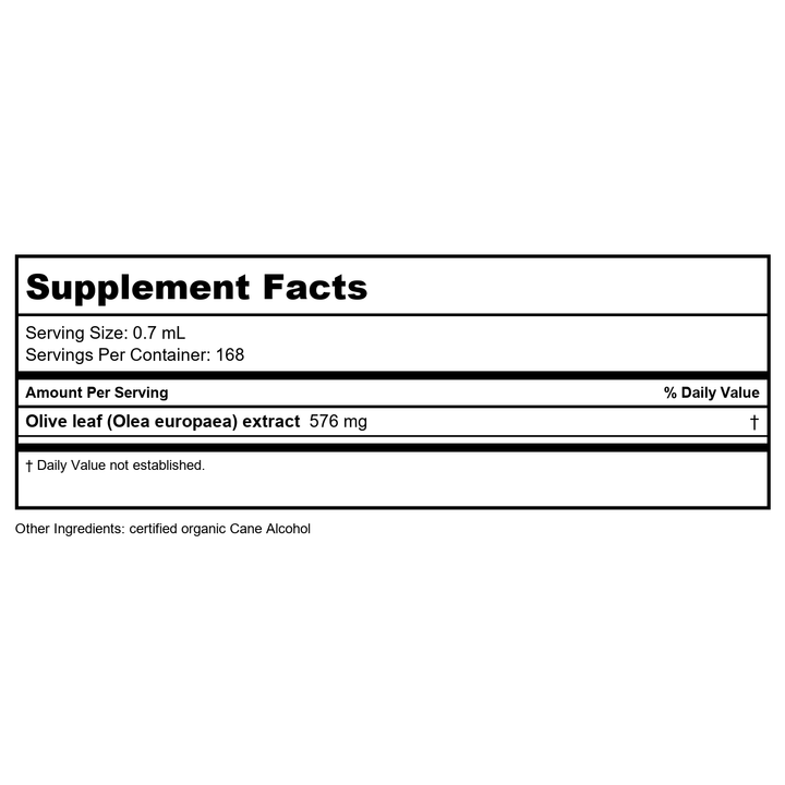 Herb Pharm Olive 1oz - Supplement Facts panel