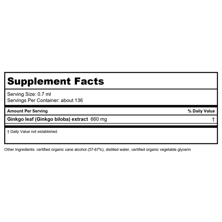 Herb Pharm Ginkgo 1oz - Supplement Facts panel