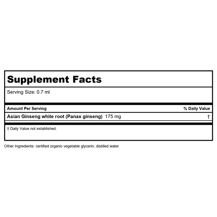 Herb Pharm Asian Ginseng 1oz - B000155UUO - Supplement Facts panel