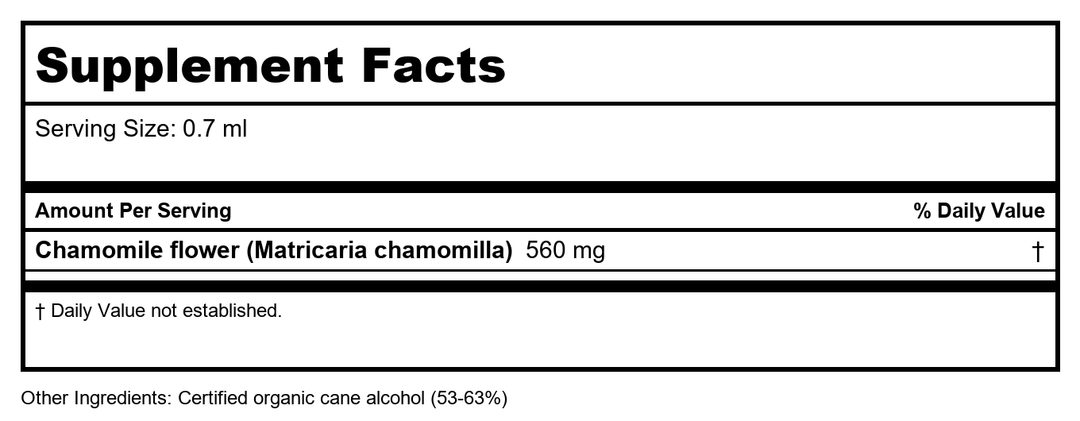 Herb Pharm Chamomile 1oz - Supplement Facts panel
