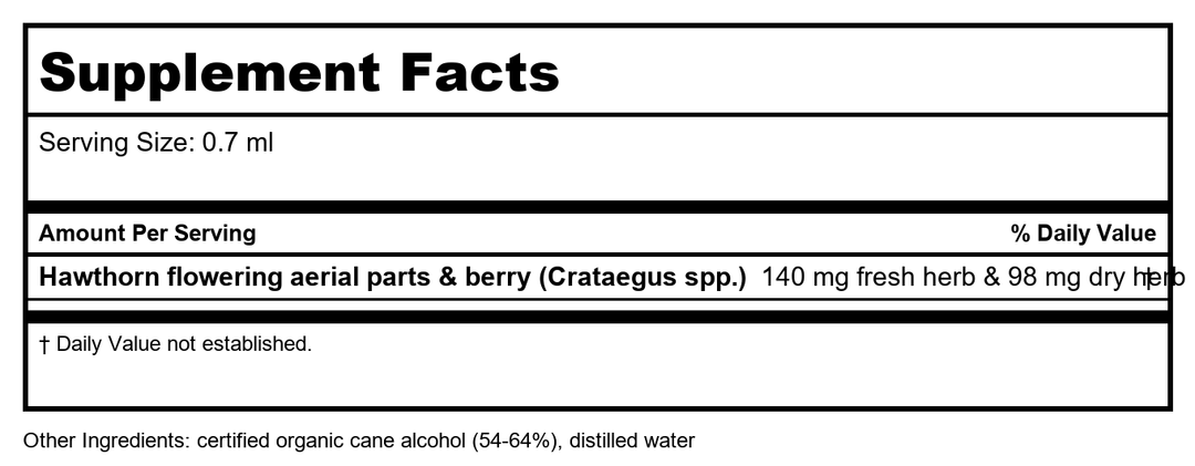 Herb Pharm Heart Health 1oz - Supplement Facts panel